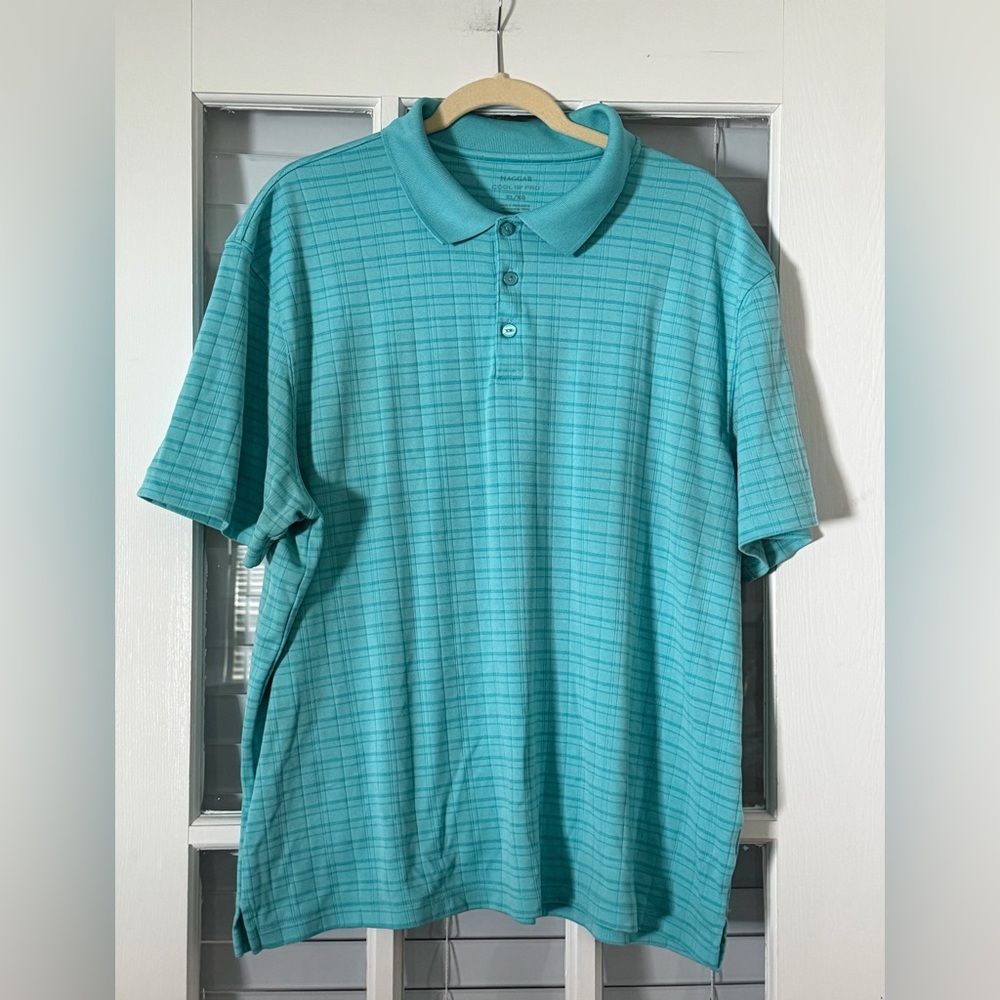 HAGGAR Men’s‎ XL Cool 18 Pro Aqua Short Sleeve Golf Polo | SKU 0233